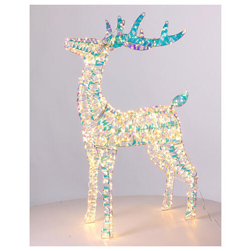 Renna 3D Babbo Natale rainbow led bianco caldo 70x20x120 cm 6