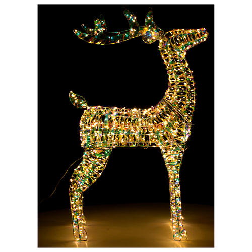 Renna 3D Babbo Natale rainbow led bianco caldo 70x20x120 cm 7
