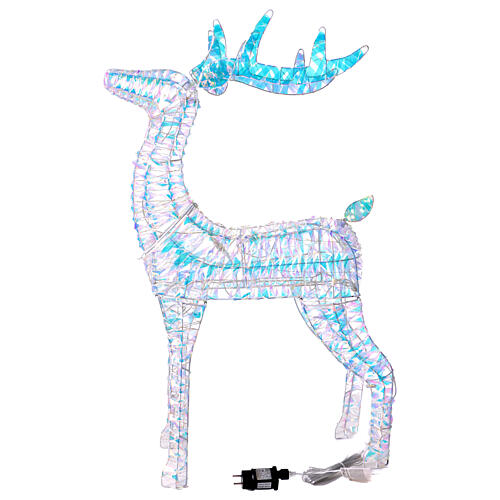 Renna 3D Babbo Natale rainbow led bianco caldo 70x20x120 cm 10