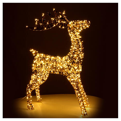 Golden lighted reindeer, warm white LED, 20x8x32 in 6