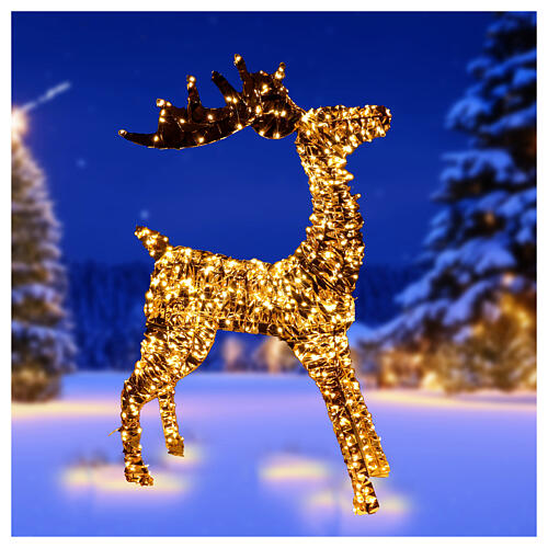 3D golden reindeer, warm white LED, 24x8x40 in 5