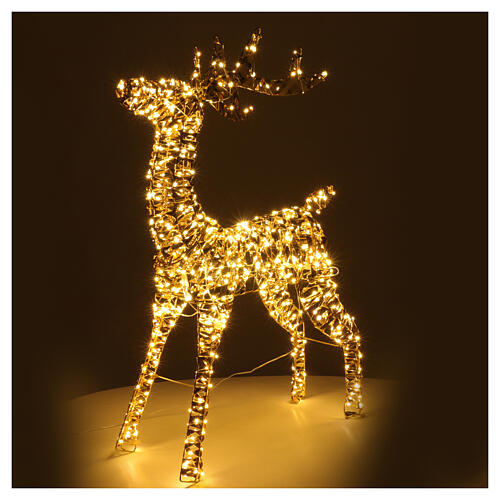 Renne 3D Père Noël or LEDs blanc chaud 60x22x100 cm 3