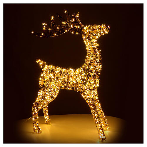 Renne 3D Père Noël or LEDs blanc chaud 60x22x100 cm 6