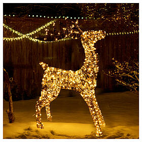 Renna 3D Babbo Natale oro led bianco caldo 60x22x100 cm