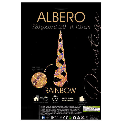 Albero natale rainbow led bianco caldo 100x24 cm 4