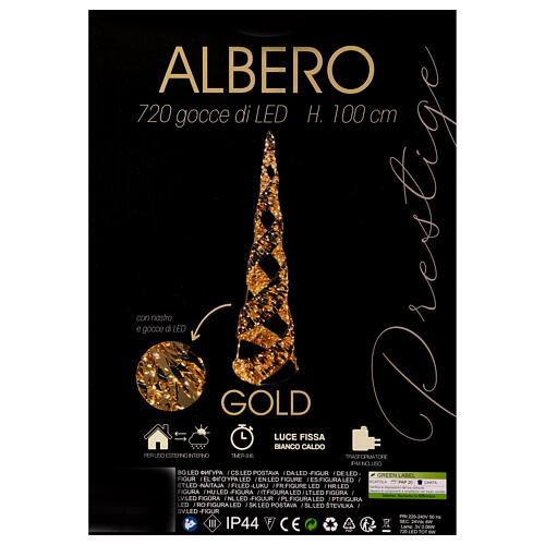 Árvore Natal ouro LED branco quente 100x24 cm 4