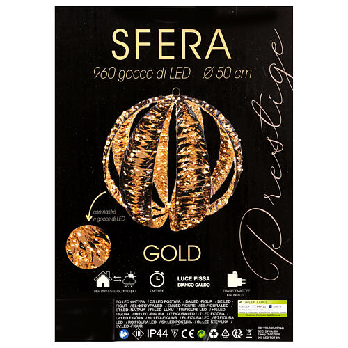 Sfera oro 960 led bianco caldo 50 cm 4