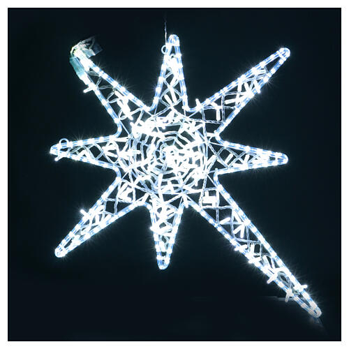 Weihnachtsstern 8-zackig, Weiß, 90 cm, innen/außen 5