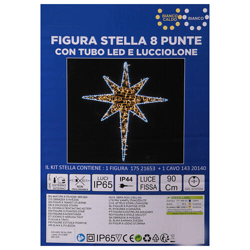 Estrella bicolor Navidad 8 puntas ext-int 90 cm 4