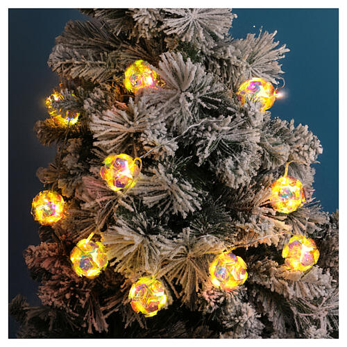 Catena roselline luci Natale led iridescenti 1,35 m interno 1