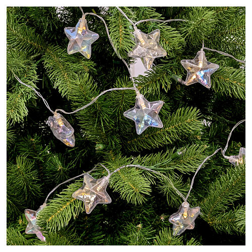 Catena led stelline Natale iridescenti 1,35 m interno 1