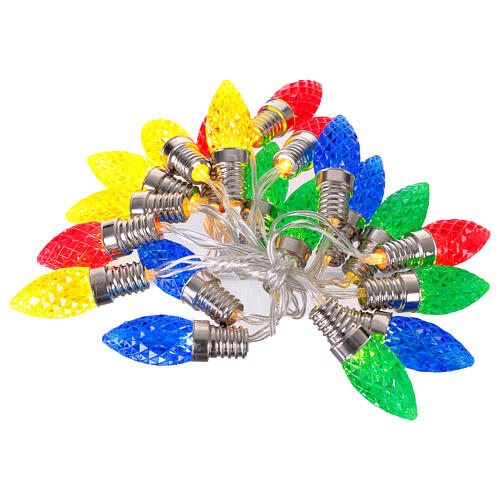 LED-Lichterkette mit farbigen Glühbirnen – 20 Lichter – 1,90 m, Dauerlicht, mit Timer – Innenbereich 3