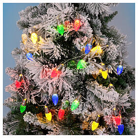 Christmas LED lights with coloured bulbs for indoor, 6 ft