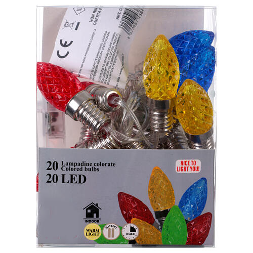 Catena lampadine a bulbo colorate led di Natale da interno 1,90 m interno 5