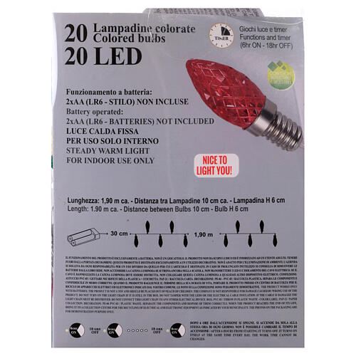 Luzes de Natal vintage com pinhas coloridas LED para interior 1,90 m 6