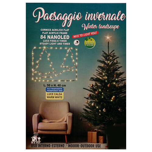 Winterlandschaft aus Acryl mit Rahmen, 50 × 40 cm, 84 Nano-LEDs, warmweiß, innen/außen 4