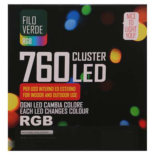 LED-Lichterkette multicolor – 760 Lichter – 7,60 m, mit Farbwechsel, Timerfunktion & Netzbetrieb – Innen & Außen 7