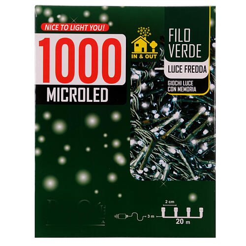 Catena natalizia di 1000 microled color bianco 20 m interno esterno 5