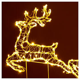 Renas de Natal planas voadoras 180 LED branco quente int/ext