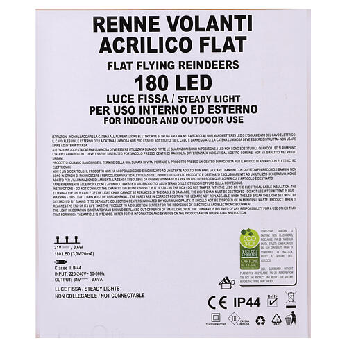Renas de Natal planas voadoras 180 LED branco quente int/ext 9