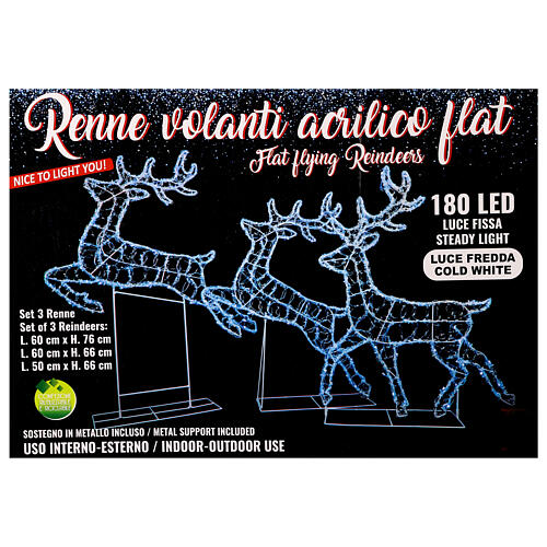 Christmas flying reindeer for indoor/outdoor, 180 cold white LEDs 7