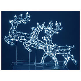 Christmas White Warm Flat Flying Reindeer 180 LED for Indoor and Outdoor Use