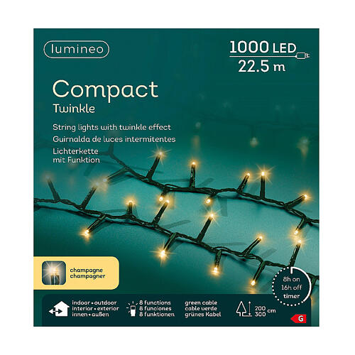 Guirlande lumineuse 1000 LEDs Compact Twinkle 22,5 m effets lumineux int ext 6