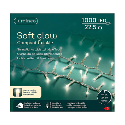 Catena luminosa 1000 LED soft glow bianco caldo 22,5 m int est 6
