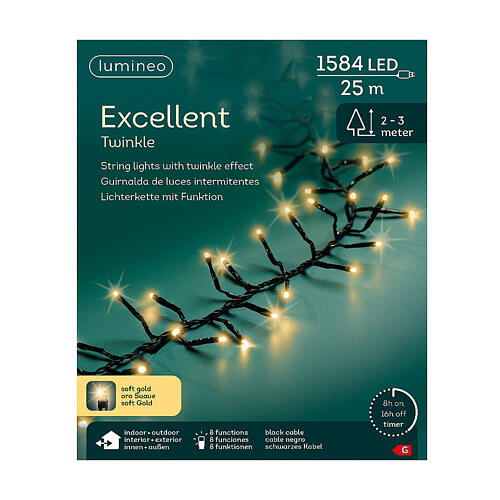 Excellent warm white string lights with twinkle effect, 1584 LEDs, 82 ft, for 7-10 ft trees, indoor/outdoor 6