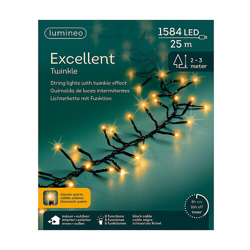 Catena luminosa giallo caldo Excellent Twinkle 1584 LED 25 m alberi 200-300 cm int est 6