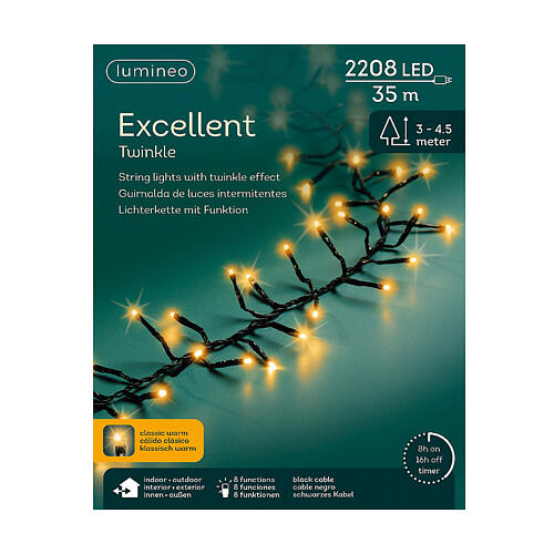 Catena luminosa giallo caldo 2208 LED Excellent Twinkle 35 m alberi 300-450 cm int est 6
