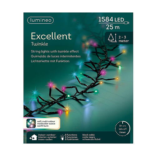 Catena luminosa Excellent Twinkle multicolor 1584 LED 25 m alberi 200-300 cm int est 6