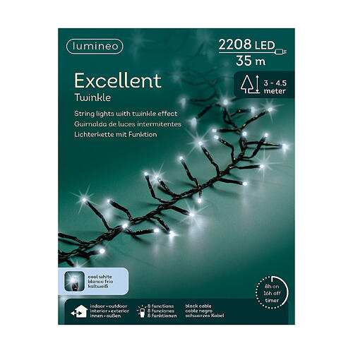 Cold white Excellent Twinkle string lights with 2208 LEDs, 115 ft, indoor/outdoor, for large trees 6