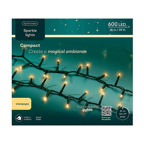 Corrente luminosa Compact Sparkle branco quente 600 LEDs 18 m int/ext 6