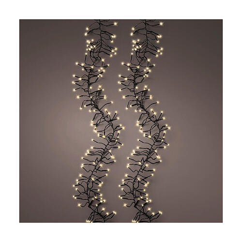 Catena luminosa luce dorata cluster 3000 LED con dimmer 30 m int est 1