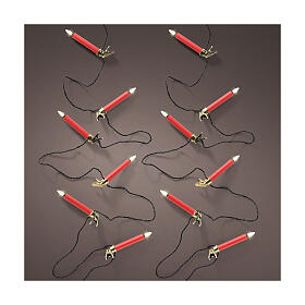 Red LED candle lights for Christmas tree, 31 ft, set of 20