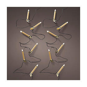 LED-Kerzen-Lichterkette mit 20 goldenen Kerzen – 9,5 m – warmweißes Licht – mit integrierten Clips – für Innen & Außen