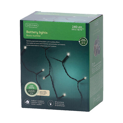 Lichterkette Durawise mit 240 LEDs, batteriebetrieben, warmweiß – 17,9 m, für innen und außen 5