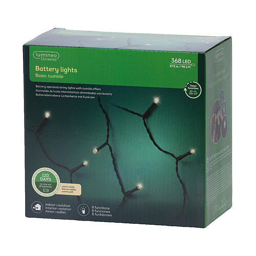 Lichterkette Durawise mit 368 LEDs, batteriebetrieben, warmweiß – 27,5 m, für innen und außen 5