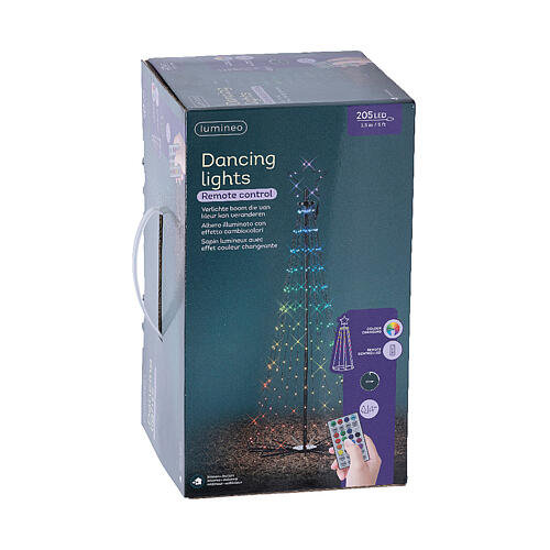 Alberello luminoso Dancing Lights 205 LED multicolore 150 cm con telecomando 3