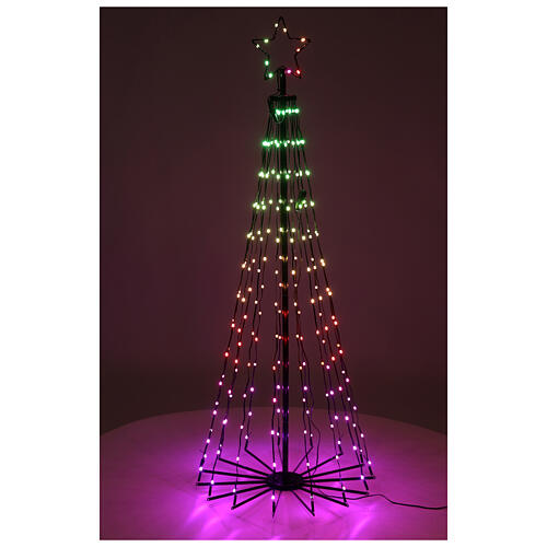 Alberello luminoso Dancing Lights 205 LED multicolore 150 cm con telecomando 1