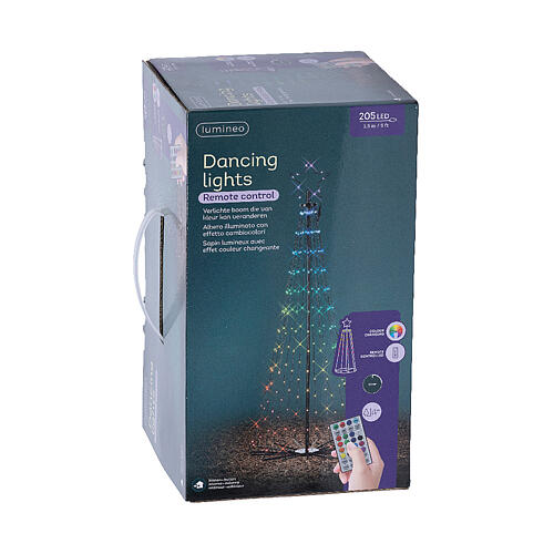 Alberello luminoso Dancing Lights 205 LED multicolore 150 cm con telecomando 8
