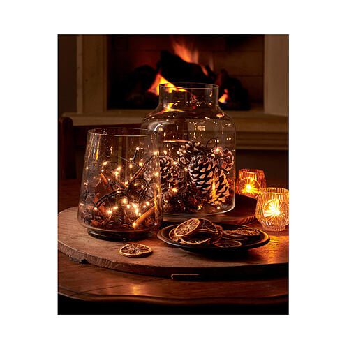 Compact twinkle light chain with 480 cold white micro LEDs, 20 ft, indoor/outdoor 3