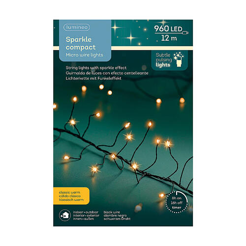 Lichterkette Sparkle Compact – 960 goldene Micro-LEDs – 12 m – Funkel-Effekt – Innen & Außen 5