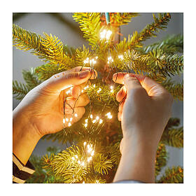 Cascade lumineuse 832 microLEDs  fils verts pour sapin Noël 240 cm blanc chaud int/ext