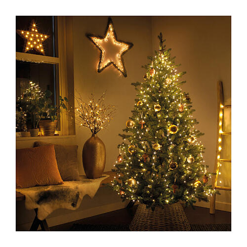 Cascata luminosa 852 microled filo verde albero Natale 240 cm bianco caldo int est 3