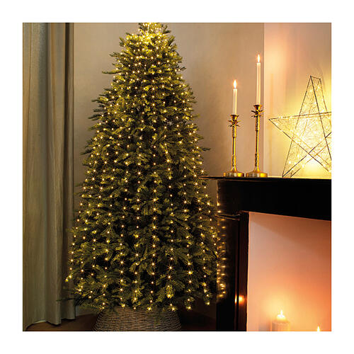Cascata luminosa 852 microled filo verde albero Natale 240 cm bianco caldo int est 6