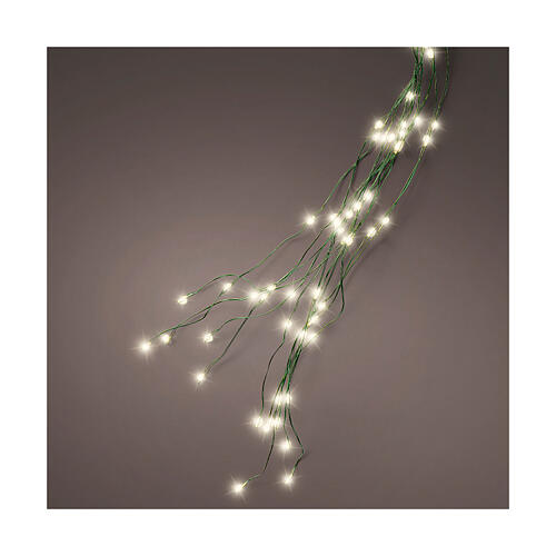 Cascata luminosa 408 microled filo verde albero Natale 180 cm bianco caldo int est 1