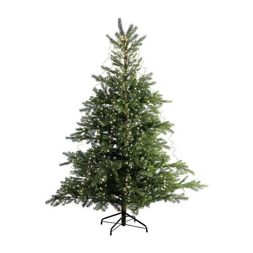 Cascata luminosa 408 microled filo verde albero Natale 180 cm bianco caldo int est 4