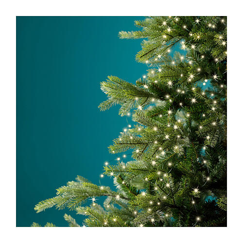 Cascata luminosa 408 microled filo verde albero Natale 180 cm bianco caldo int est 5